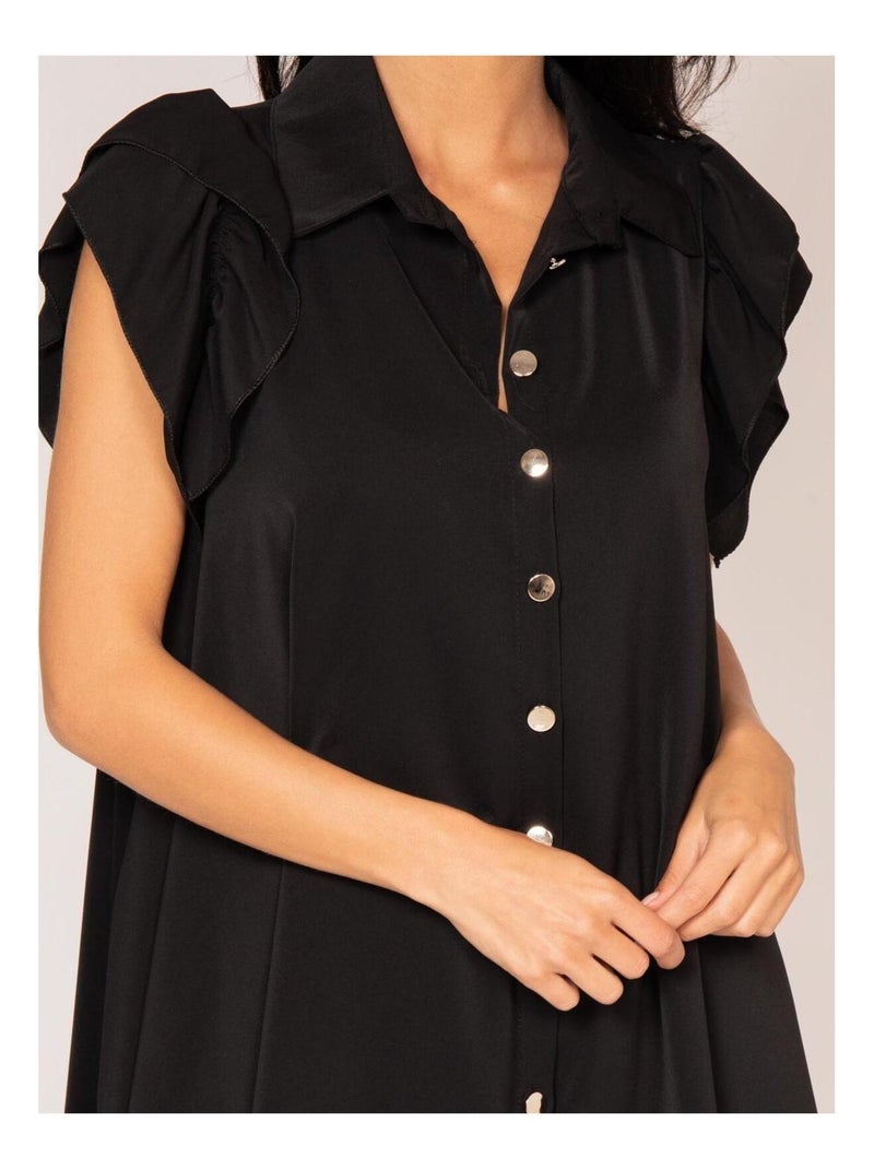 Robe courte boutonnée ILLISA Noir - Kiabi