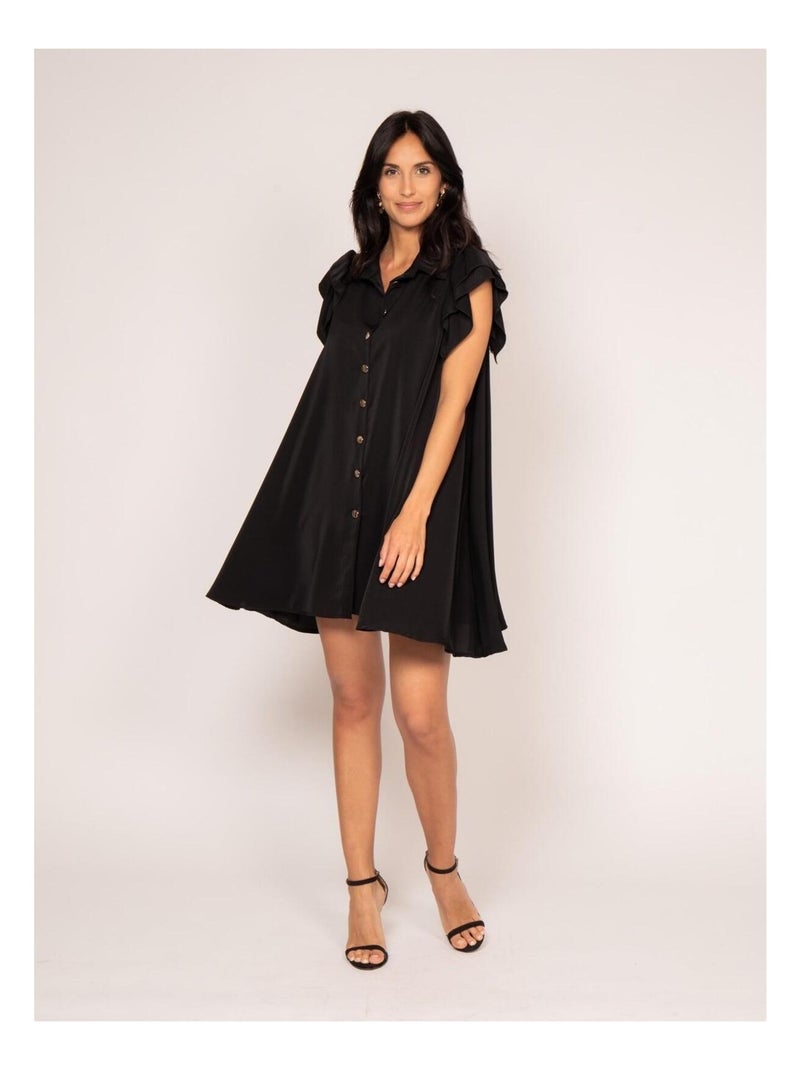 Robe courte boutonnée ILLISA Noir - Kiabi