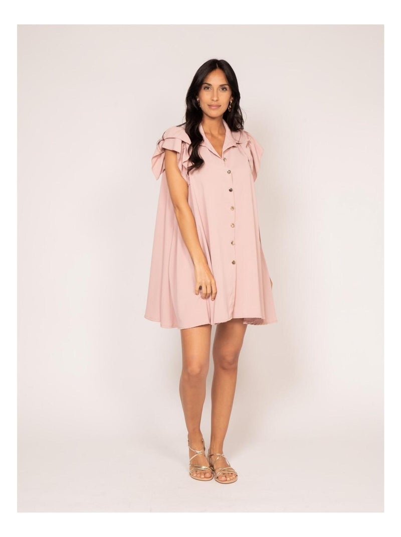 Robe courte boutonnée ILLISA Rose - Kiabi