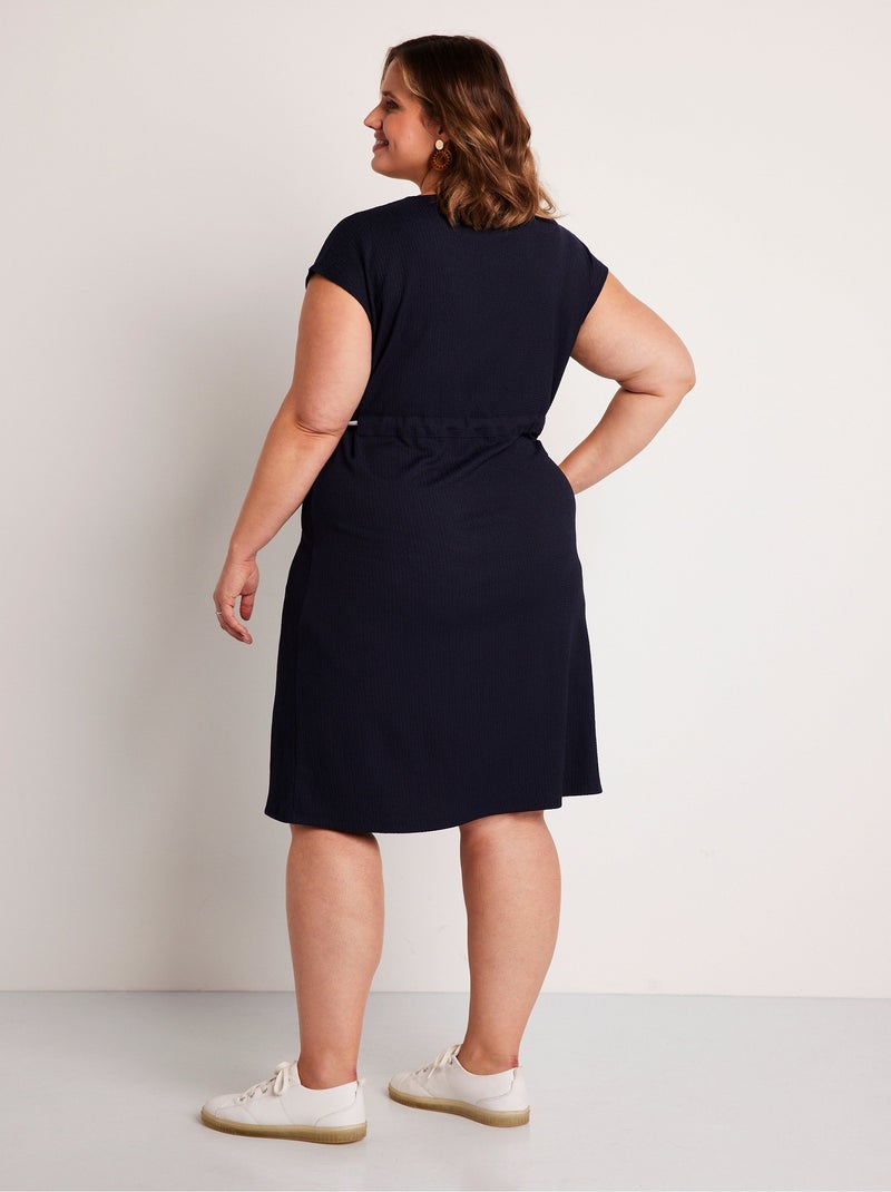 Robe courte boutonnée maille unie Bleu - Kiabi