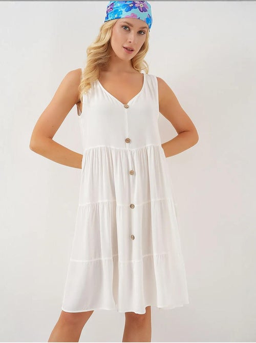 Robe courte boutonnée sans manches bdart - Kiabi Robe courte boutonnée sans manches bdart - Kiabi