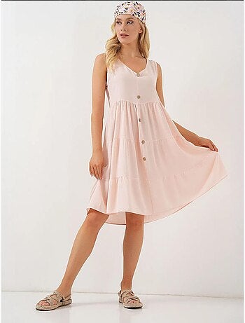 Robe courte boutonnée sans manches bdart