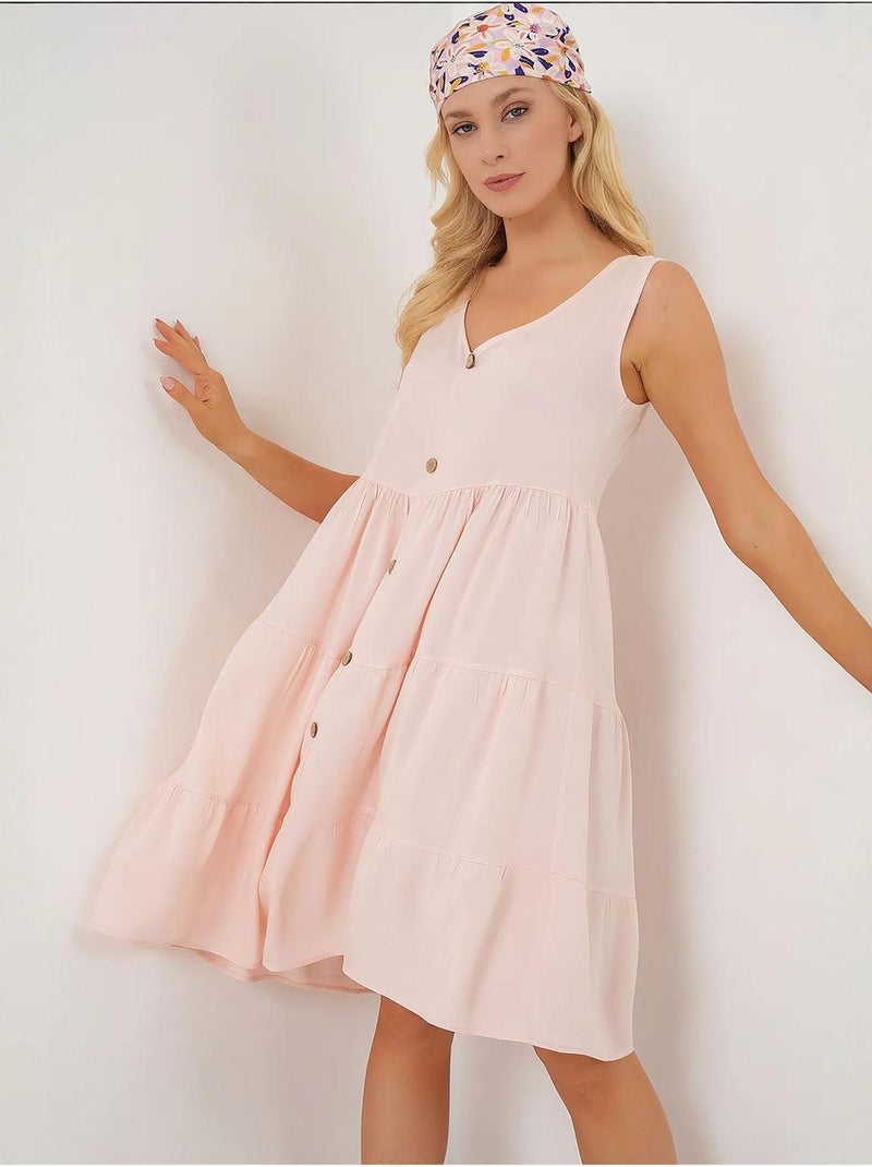 Robe courte boutonnée sans manches bdart Rose pâle - Kiabi