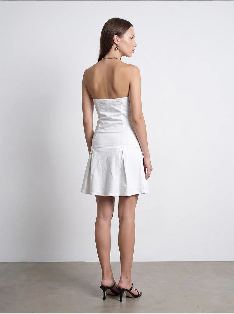 Robe courte bustier avec détail de boutons dilvin Blanc - Kiabi
