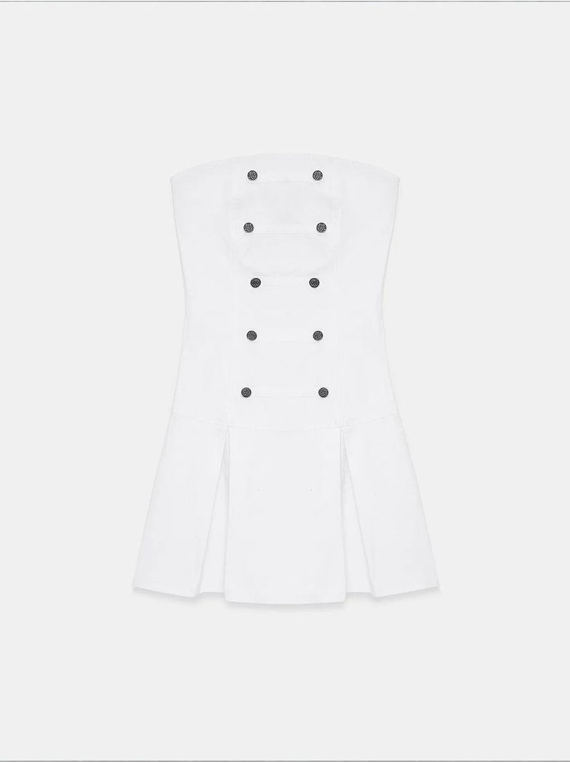 Robe courte bustier avec détail de boutons dilvin Blanc - Kiabi