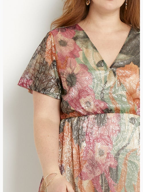 Robe courte cache-coeur brillante motif fleuri - Afibel - Kiabi