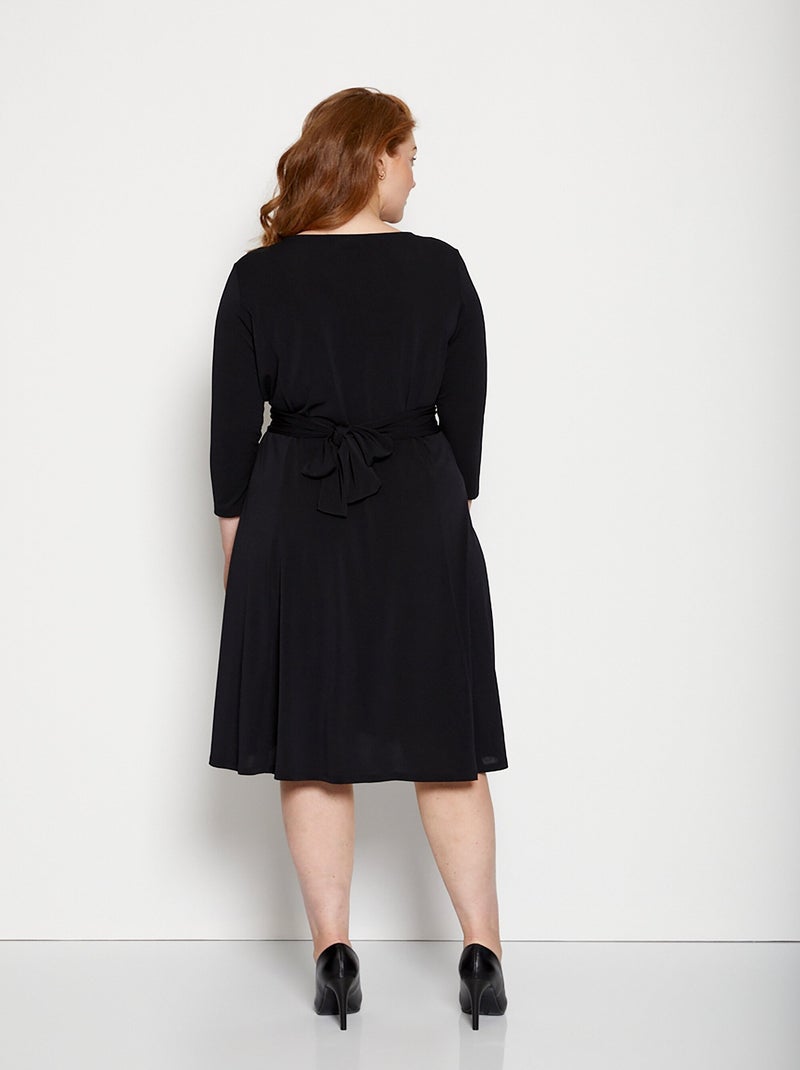 Robe courte cache-coeur en maille - Afibel Noir - Kiabi