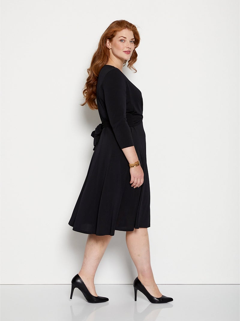 Robe courte cache-coeur en maille - Afibel Noir - Kiabi