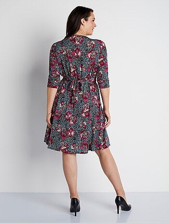 Robe courte cache-coeur en maille - Afibel