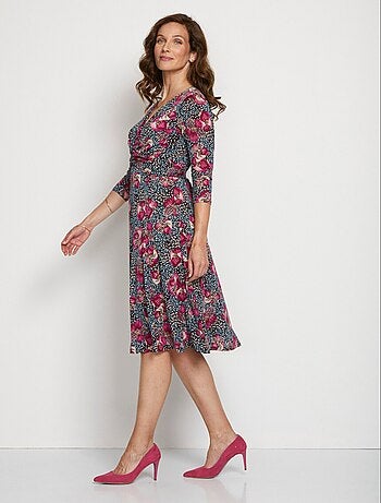 Robe courte cache-coeur en maille - Afibel