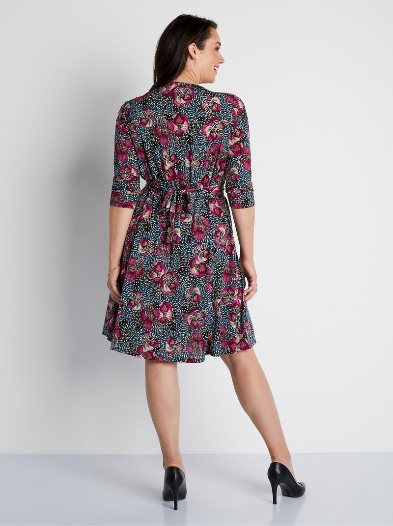 Robe courte cache-coeur en maille - Afibel Rose fushia - Kiabi