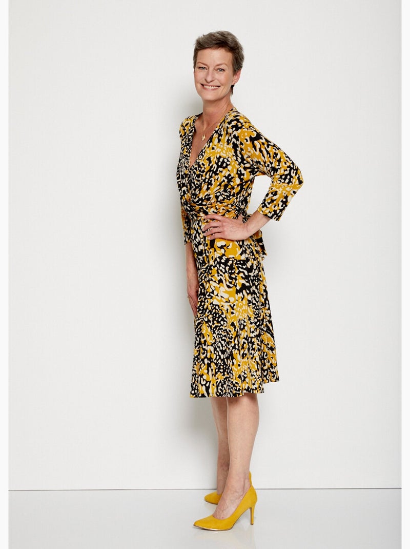 Robe courte cache-coeur en maille Miel - Kiabi