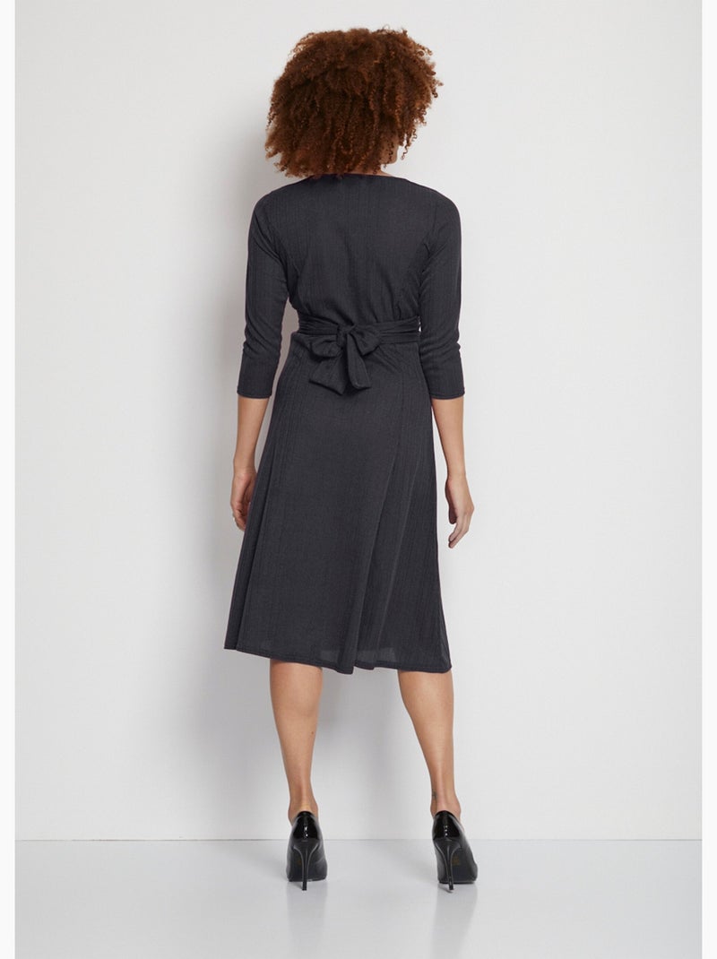 Robe courte cache-coeur en maille Noir - Kiabi