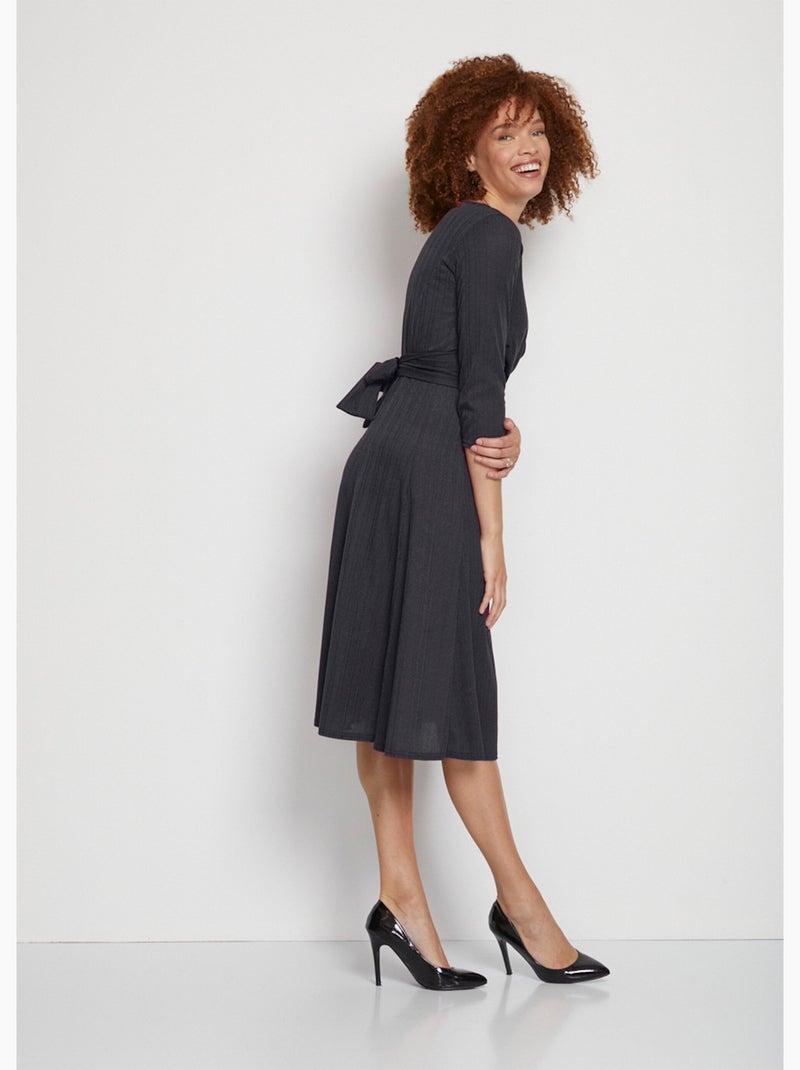 Robe courte cache-coeur en maille Noir - Kiabi