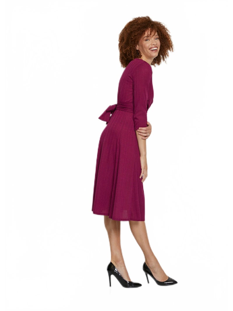 Robe courte cache-coeur en maille Violet prune - Kiabi