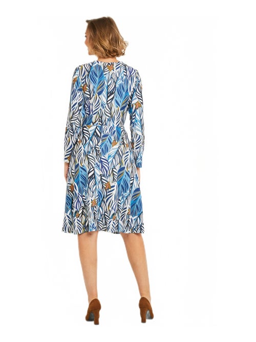 Robe courte cache-coeur évasée motif feuillage - Kiabi