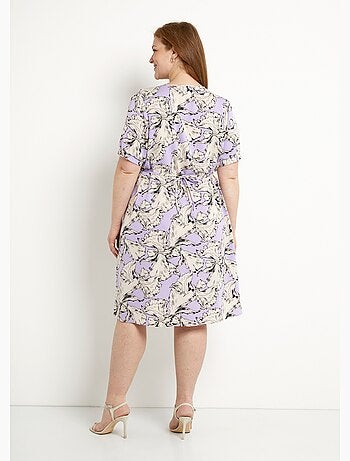 Robe courte cache-coeur fluide motif graphique - Afibel