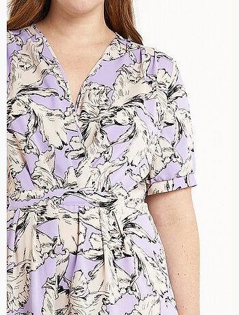 Robe courte cache-coeur fluide motif graphique - Afibel