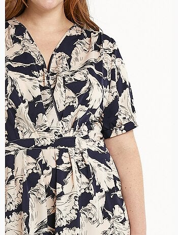 Robe courte cache-coeur fluide motif graphique - Afibel