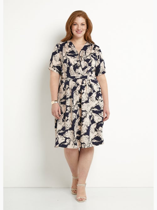 Robe courte cache-coeur fluide motif graphique - Afibel - Kiabi