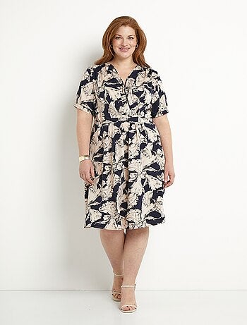 Robe courte cache-coeur fluide motif graphique