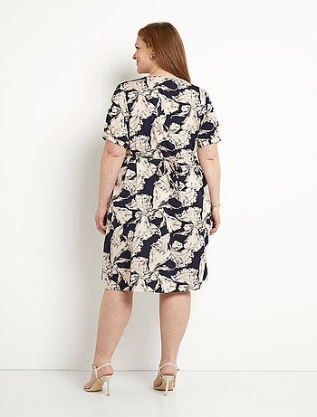 Robe courte cache-coeur fluide motif graphique