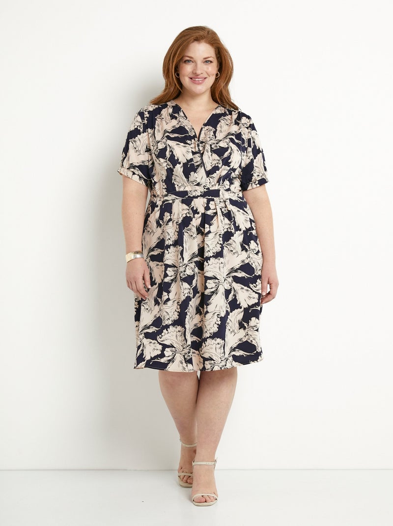 Robe courte cache-coeur fluide motif graphique Multicolore - Kiabi