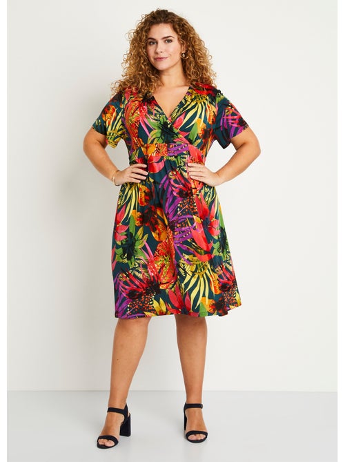 Robe courte cache-coeur imprimé exotique - AFIBEL - Kiabi