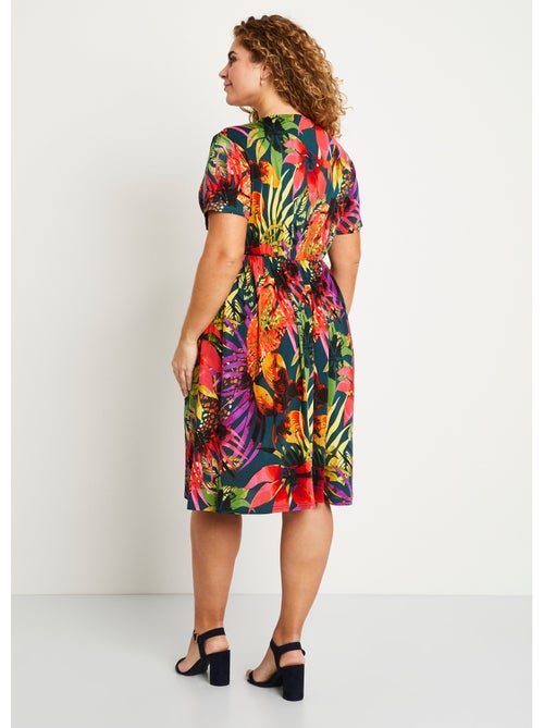Robe courte cache-coeur imprimé exotique - AFIBEL - Kiabi