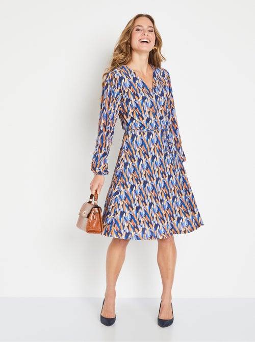 Robe courte cache-coeur imprimé feuillage - Afibel - Kiabi