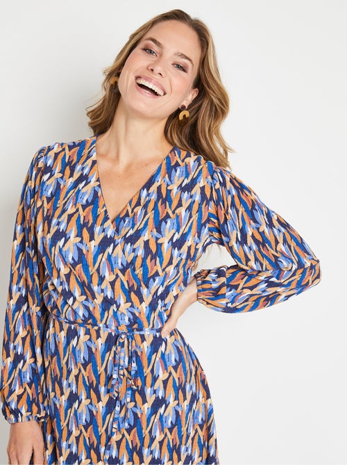 Robe courte cache-coeur imprimé feuillage - Afibel - Kiabi