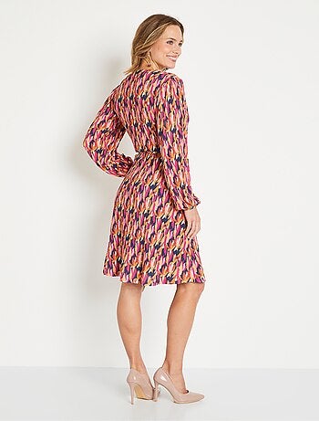 Robe courte cache-coeur imprimé feuillage