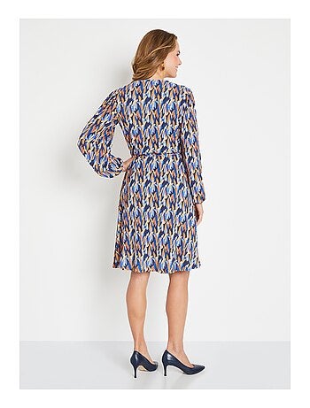 Robe courte cache-coeur imprimé feuillage