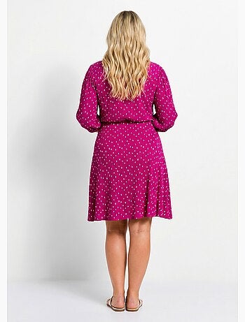 Robe courte cache-coeur imprimé pois - Afibel