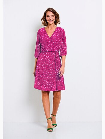 Robe courte cache-coeur imprimé pois - Afibel