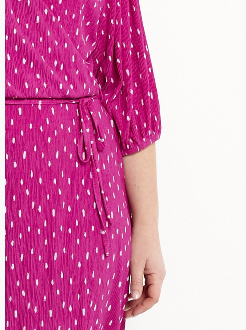 Robe courte cache-coeur imprimé pois - Afibel Blanc Violet - Kiabi