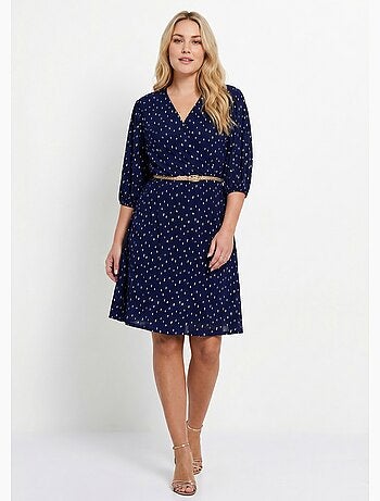 Robe courte cache-coeur imprimé pois - Afibel