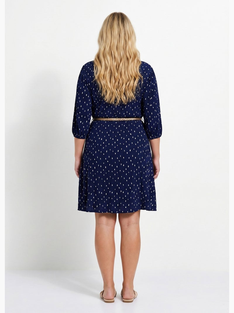 Robe courte cache-coeur imprimé pois - Afibel Marine/Blanc - Kiabi