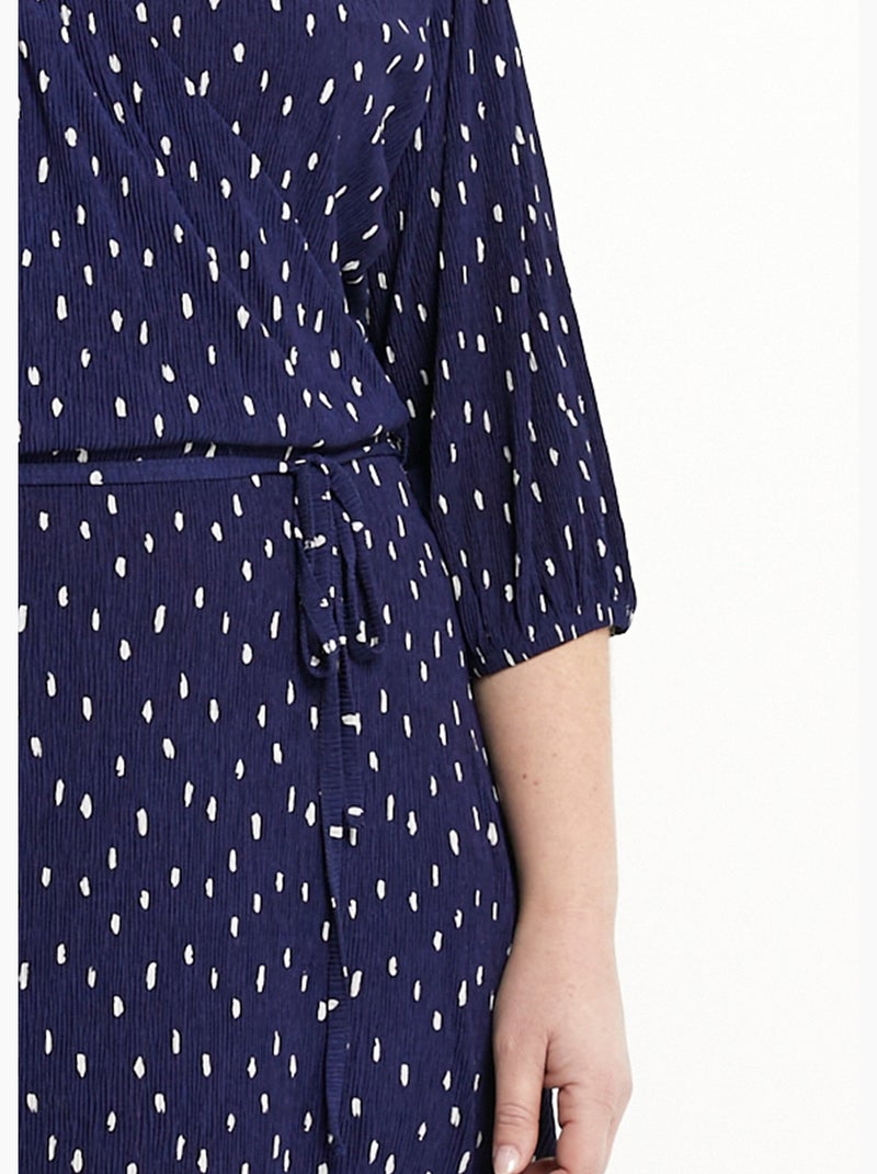 Robe courte cache-coeur imprimé pois - Afibel Marine/Blanc - Kiabi