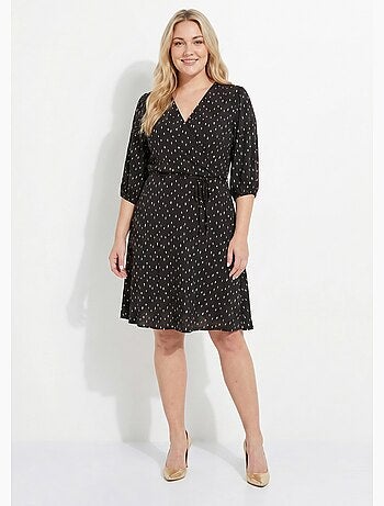 Robe courte cache-coeur imprimé pois - Afibel