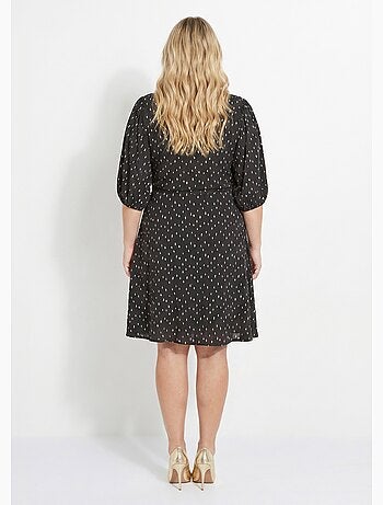 Robe courte cache-coeur imprimé pois - Afibel