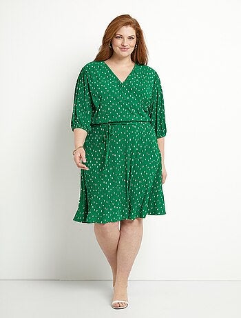 Robe courte cache-coeur imprimé pois