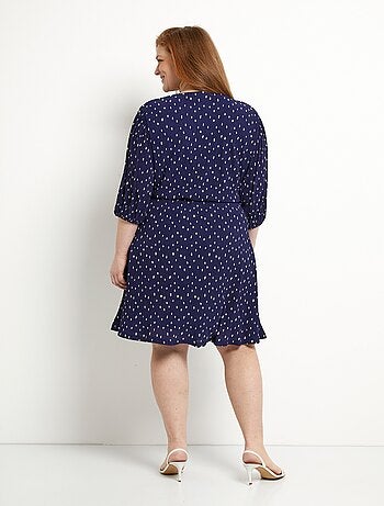 Robe courte cache-coeur imprimé pois