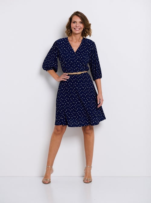 Robe courte cache-coeur imprimé pois - Kiabi