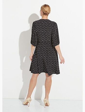 Robe courte cache-coeur imprimé pois