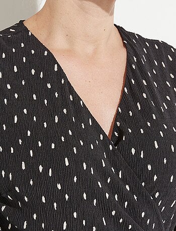 Robe courte cache-coeur imprimé pois