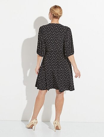 Robe courte cache-coeur imprimé pois