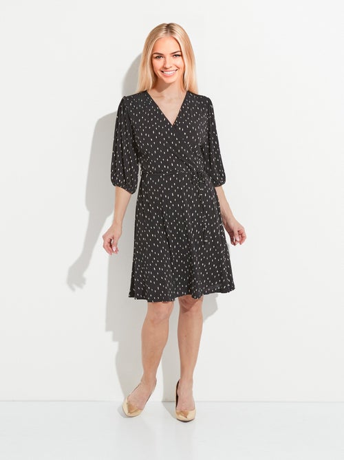 Robe courte cache-coeur imprimé pois - Kiabi