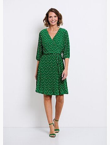 Robe courte cache-coeur imprimé pois