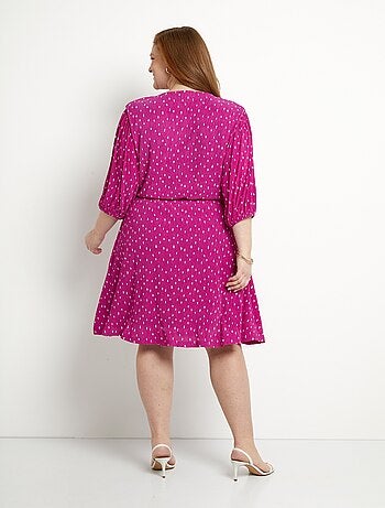 Robe courte cache-coeur imprimé pois